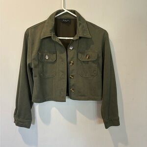 Amy Byer Dark Green Cropped Utility Jacket